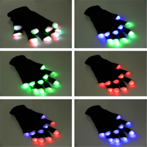 LED Lighted up Glowing Flashing Rave Fingertip Gloves